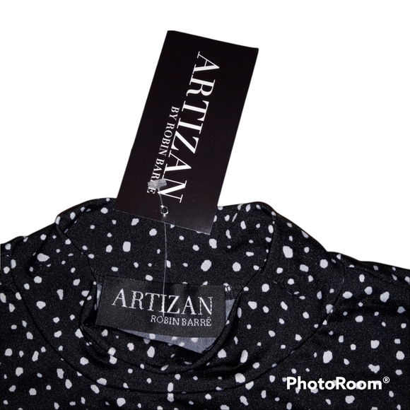 High Neck Blouse Black and White Spot Size Small - Picture 2 of 3